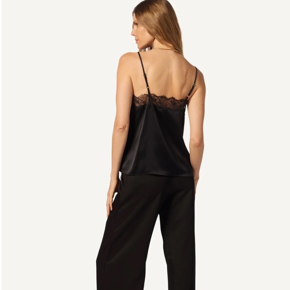 Sablyn Bobbi Lace Trim V Neck 100% Silk Cami Navy Blue Medium, Sexy Evening Tank - Picture 13 of 13